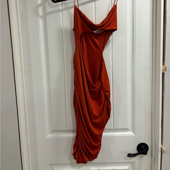 SHEIN Orange PARTHEA Twist Front Ruched
Bodycon Dress Size Medium - Picture 2 of 4